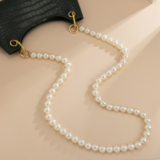 Title 3, Imitation Pearl Braided Round Bead Chain Bag Ch...