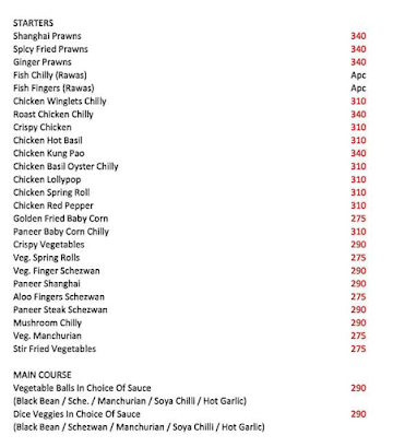 Prakash Dining Bar menu 