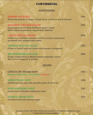 Royal Palate menu 