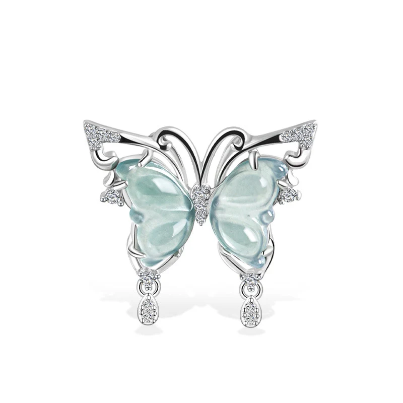 Anillos y pendientes de moda para mujer Ice Jade Stone con incrustaciones de plata S925. Elegancia y estilo únicos.