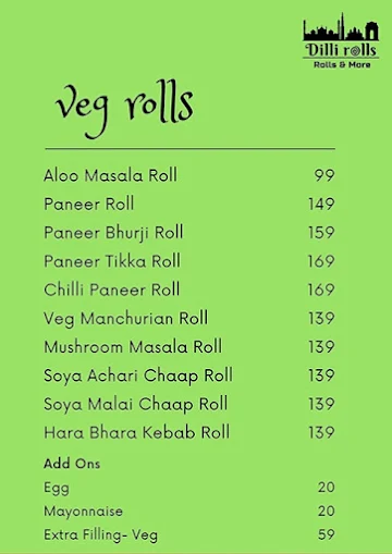 Dilli Rolls menu 