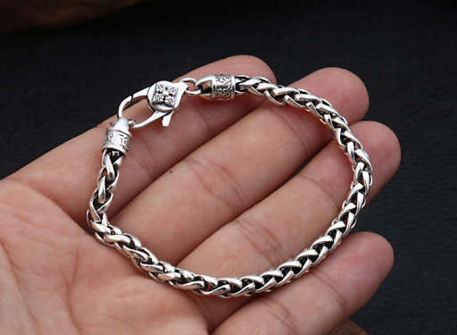 Title 6, S925 Sterling Silver Six-character Shingen Brac...