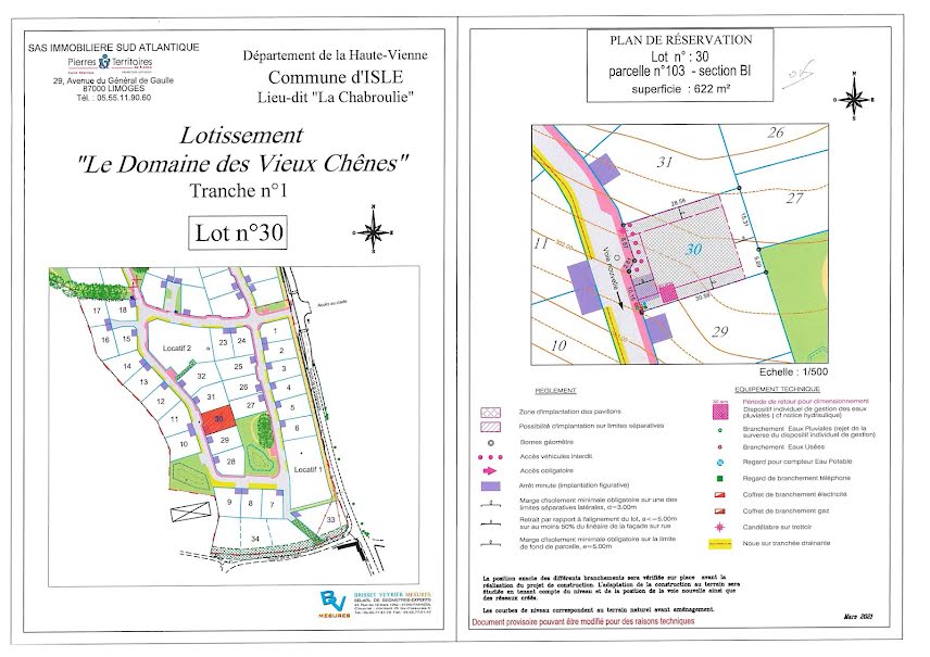 Vente terrain  622 m² à Isle (87170), 77 500 €