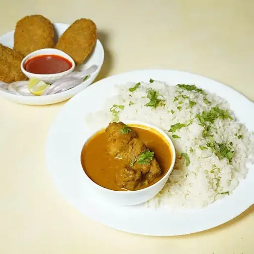 Chicken Dalcha Rice With Cutlet