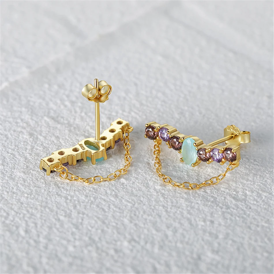 S925 sterling zilveren oorhangers zonder gaatjes. Diamantkleurige accenten, luxe en comfort. Oorsieraden voor niet-gepiercete oren.