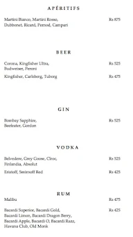 The Bar, Trident menu 7