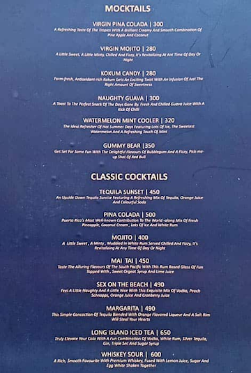 Klay's Cocktail Bar & Restaurant menu 
