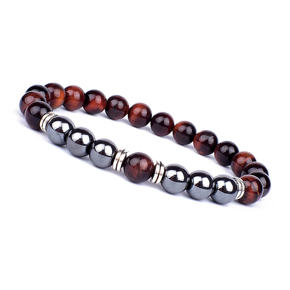 Title 5, Herenarmband natuursteen ornamenten rode en gel...