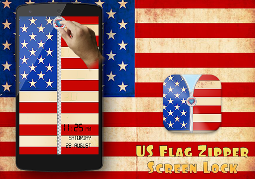 US Flag Zipper Screen Lock