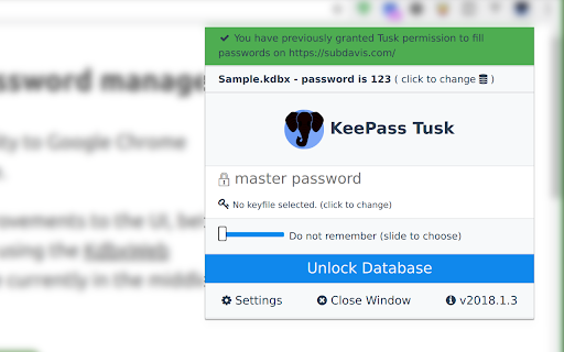 KeePass Tusk - Password Access and Autofill