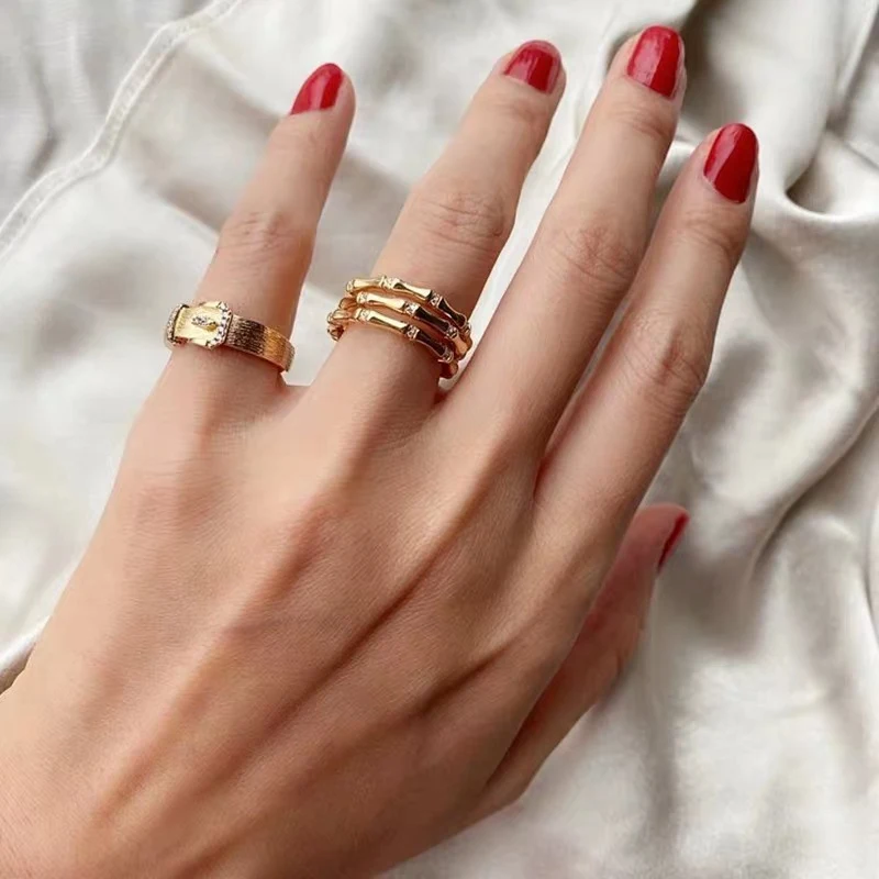 Title 2, Niche Drie-Laags Design Open Ring 18K Verguld E...