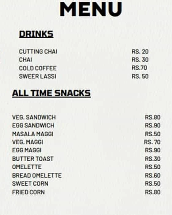 Bajarangi Tea Stall menu 