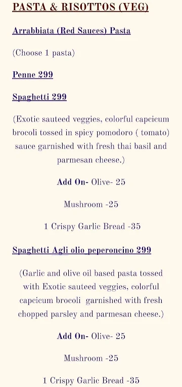 Basilico Bistro menu 