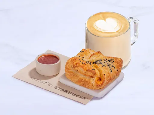 Tall Caffe Latte With Smoked Chicken Turnover