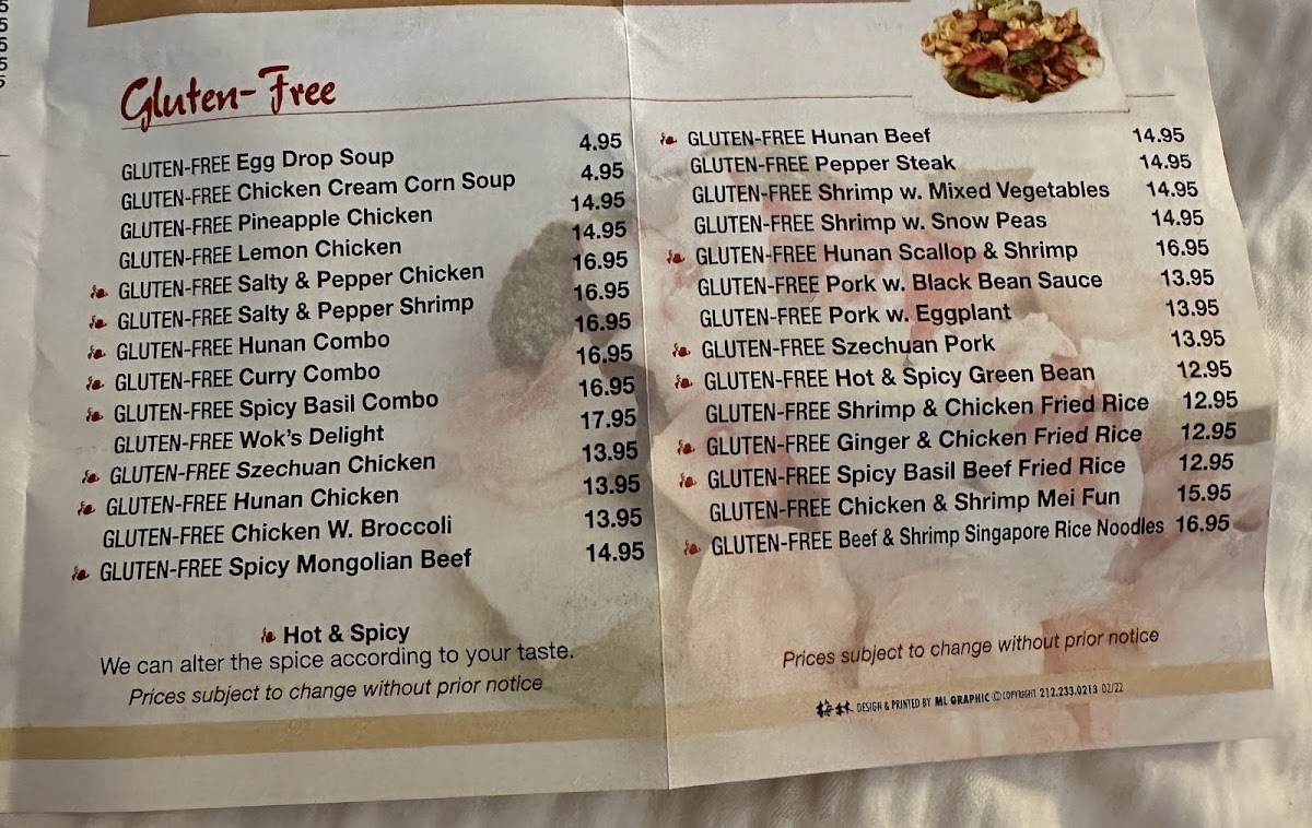 Asian Wok Cafe gluten-free menu