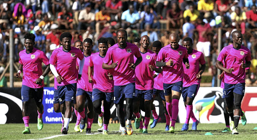 Black Leopards players at training in preparation for their clash against Polokwane City tomorrow. / BackpagePix/ Muzi Ntombela