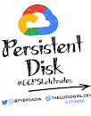 illustrated text saying Persistent Disk with Google Cloud cloud logo