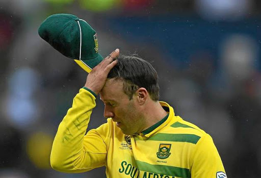 NOT A HAPPY CHAPPY: AB de Villiers leaves the field after rain stops play during the ICC Champions Trophy match between Pakistan and South Africa at Edgbaston on Wednesday.