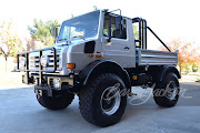 The customised 1977 Unimog has a powerful 6.4-litre turbodiesel engine.