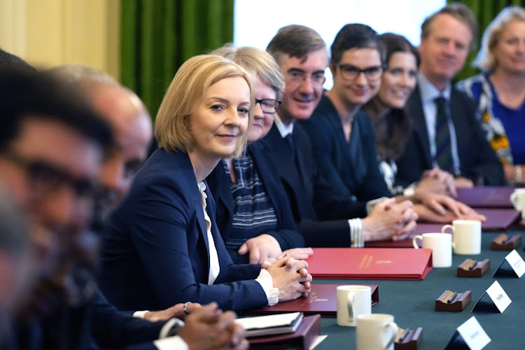 British Prime Minister Liz Truss holds her first cabinet meeting inside 10 Downing Street in London, Wednesday, September 7, 2022 the day after being installed as Prime Minister.