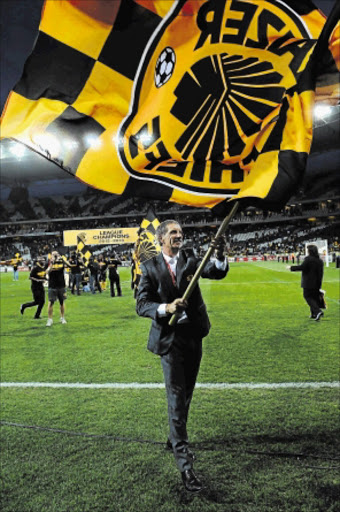 NO FLAGGING: Stuart Baxter flies the Chiefs flag during the Absa Premiership match between University of Pretoria and Kaizer Chiefs at Mbombela Stadium on May 19 Photos: Gallo Images