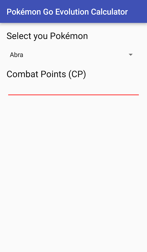 Android application Go Evolution Calculator screenshort