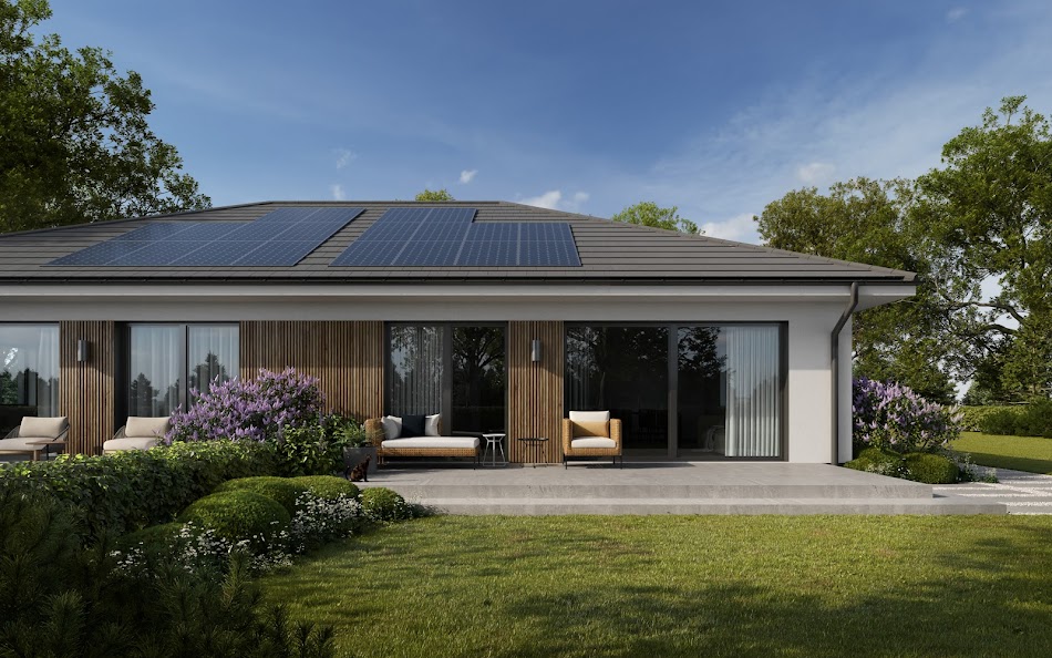 Wizualizacja 3 domu Eco 46 dwulokalowy