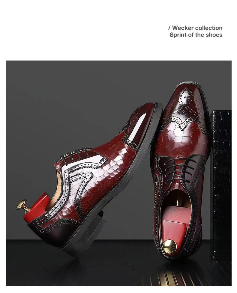 Title 8, Heren Leren Oxford Schoenen met Brogue Embossin...
