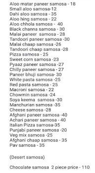 Variety Samosa menu 1