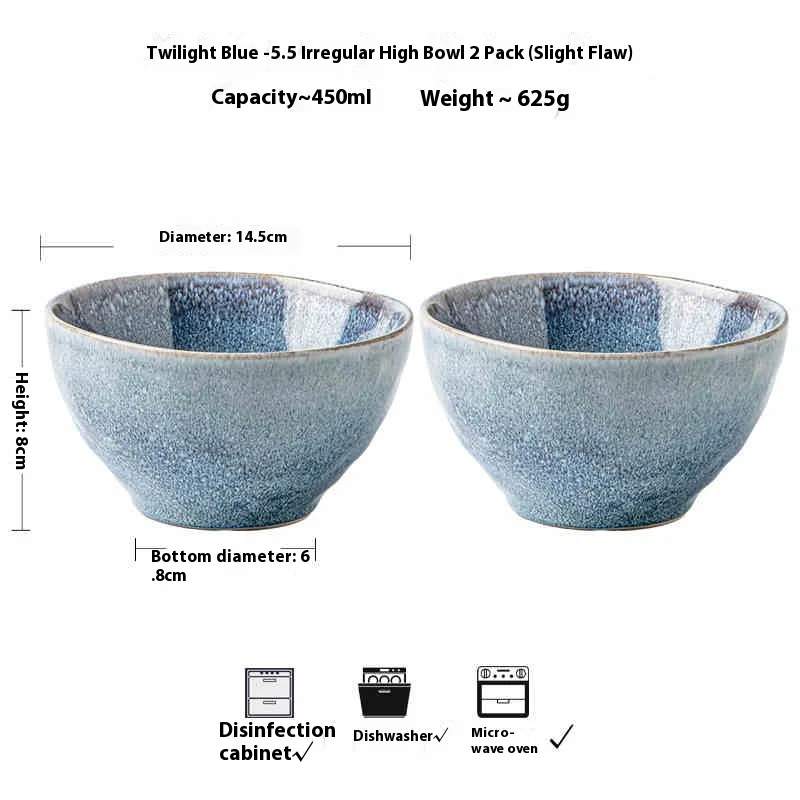 5.5-inch Ceramic Wonton Bowl Oatmeal Rice Bowl with Slight Flaw. Perfect for soups, cereals, and everyday meals. Durable