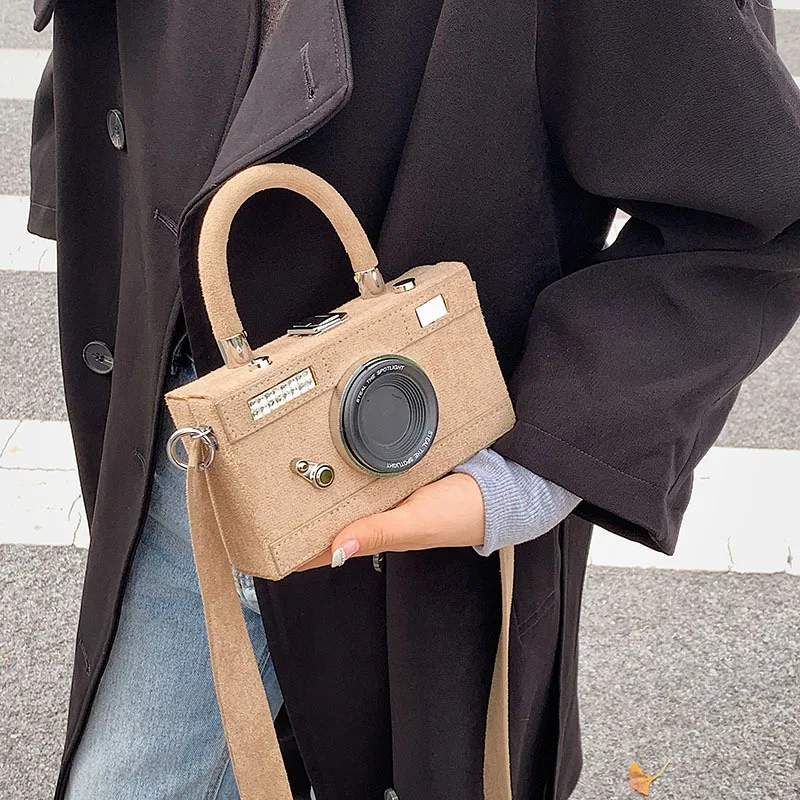 Bolsa de ombro feminina Frosted Camera