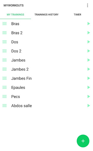 Screenshot MyWorkouts - Trainings manager