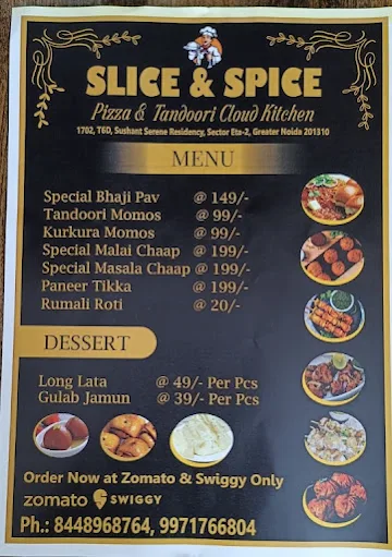 Slice & Spice menu 