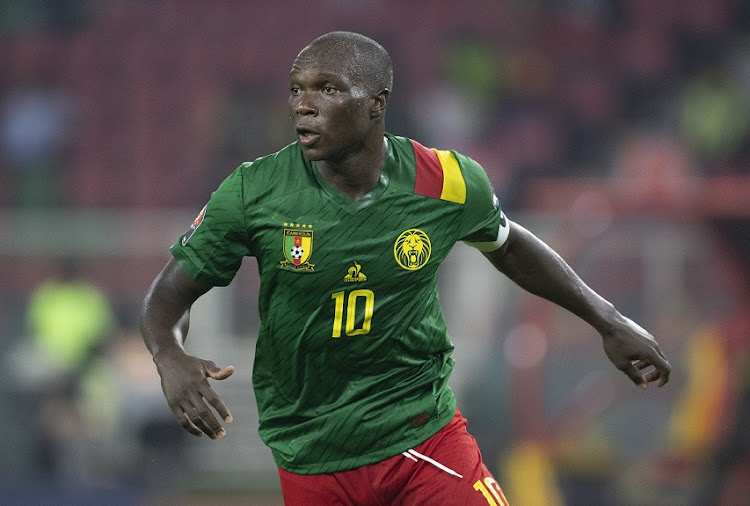 Vincent Aboubakar in action for Cameroon in the 2021 Africa Cup of Nations semifinal against Egypt in Yaounde on February 3 2022. Aboubakar will captain his national team at the 2022 World Cup.