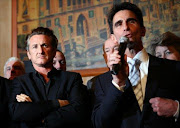 Academy award winning actor Sean Penn looks on as California Sen. Mark Leno speaks during a press conference announcing legislation to create a Harvey Milk Day in California. Actor Sean Penn and California State Sen. AFP