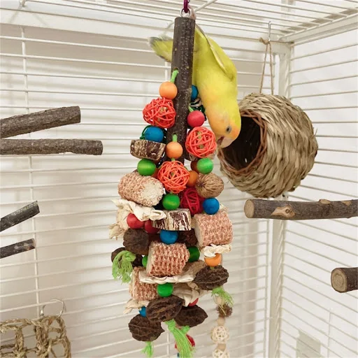 new Bird Toy Parrot Chewing Toy Birdcage Block Tearing Toy Small Medium Birds Cage Wooden Block for Lovebirds Conure