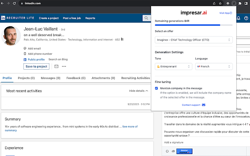 Impresar.ai | LinkedIn AI assistant