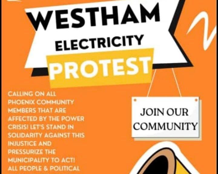 A poster calling on Phoenix residents to protest against electricity outages in the area on Wednesday.