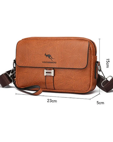 Leather Crossbody Bags Casual Mini Men Handbag Small Men'... - 1