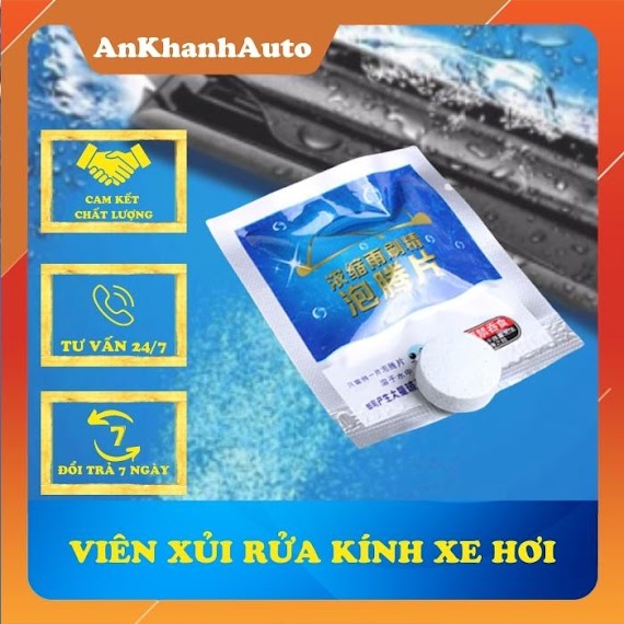 Viên Sủi Rửa Kính Ô Tô - Hỗ Trợ Tẩy Sạch Kính Lái - Làm Sạch Vết Bẩn Trên Kính - 1 Viên Pha 4 Lít Nước