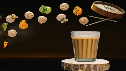 Chai + Momos (One Tea +veg Steam Momos)