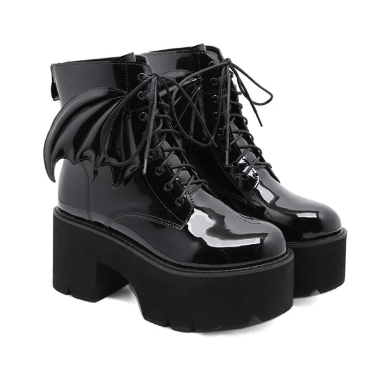Bottines gothiques talons hauts cuir verni plateforme femme – Chaussures audacieuses et élégantes pour un look affirmé, parfaites pour toutes les occasions.