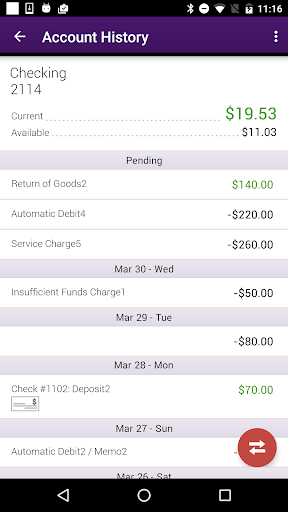 Screenshot BankFinancial Mobile App