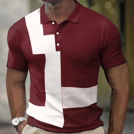 Title 3, Mens Short Sleeved Color Matching Zipper Shirt...