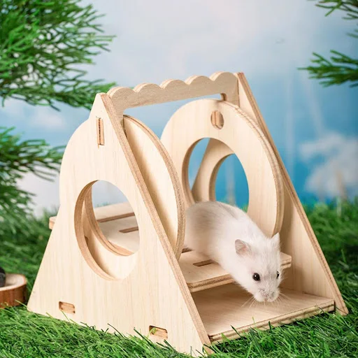 Hamster House Guinea Toy Wood Hideout Wooden Cabin Maze Cage Hidepets Toys Animal Place Hiding Platform Decor Enrichment