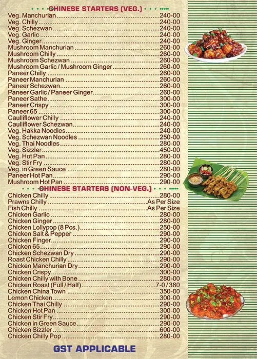 Hotel Vijay Sagar menu 