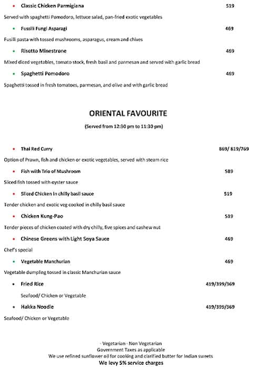 The Creative Kitchen Radisson Blu menu 