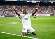 Real Madrid's Vinicius Junior reacts during the LaLiga match against Athletic Bilbao at Santiago Bernabeu in Madrid, Spain on June 4 2023.