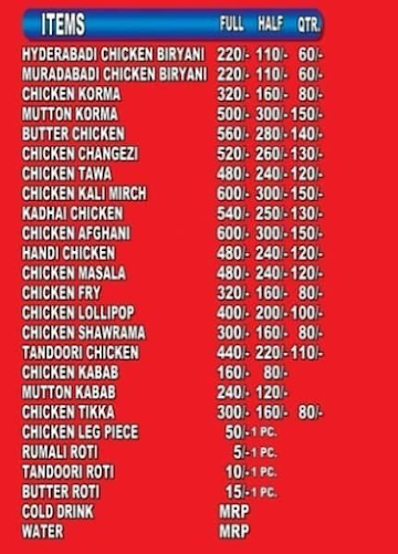 A1 Chicken Corner menu 