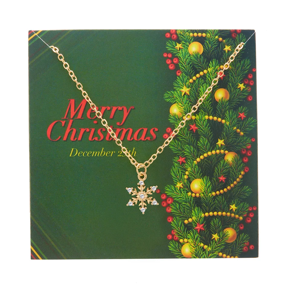 Collier de Noël Flocon de Neige Cuivre Incrusté Zirconium Carte Chaîne de Clavicule Un bijou étincelant pour les fêtes, parfait pour offrir ou se faire plaisir.